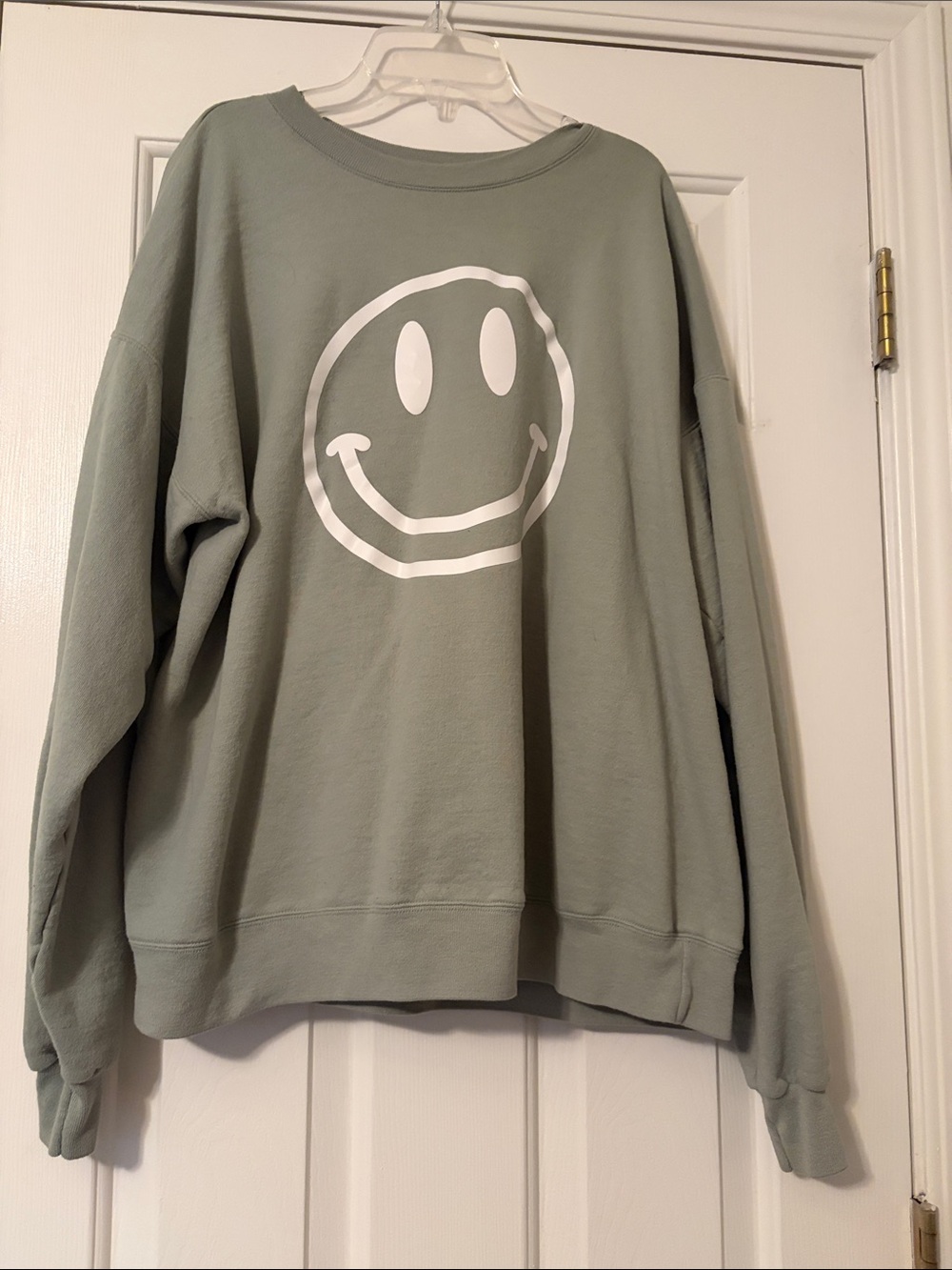 Sage Green Smiley Face Crewneck Sweatshirt